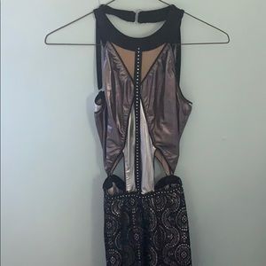 silver cut out dance costume